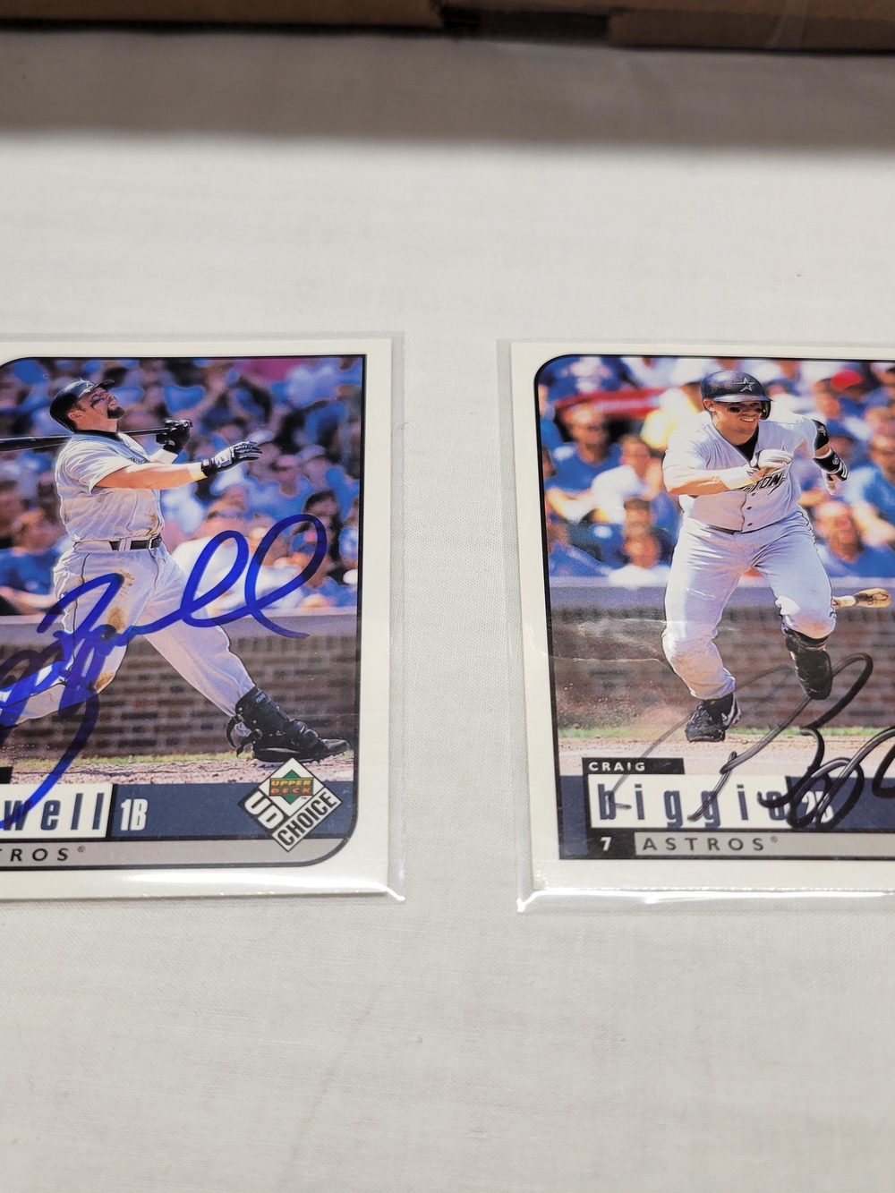 Autographed Craig Biggio & Jeff Bagwell Astros Baseball Cards No CoA